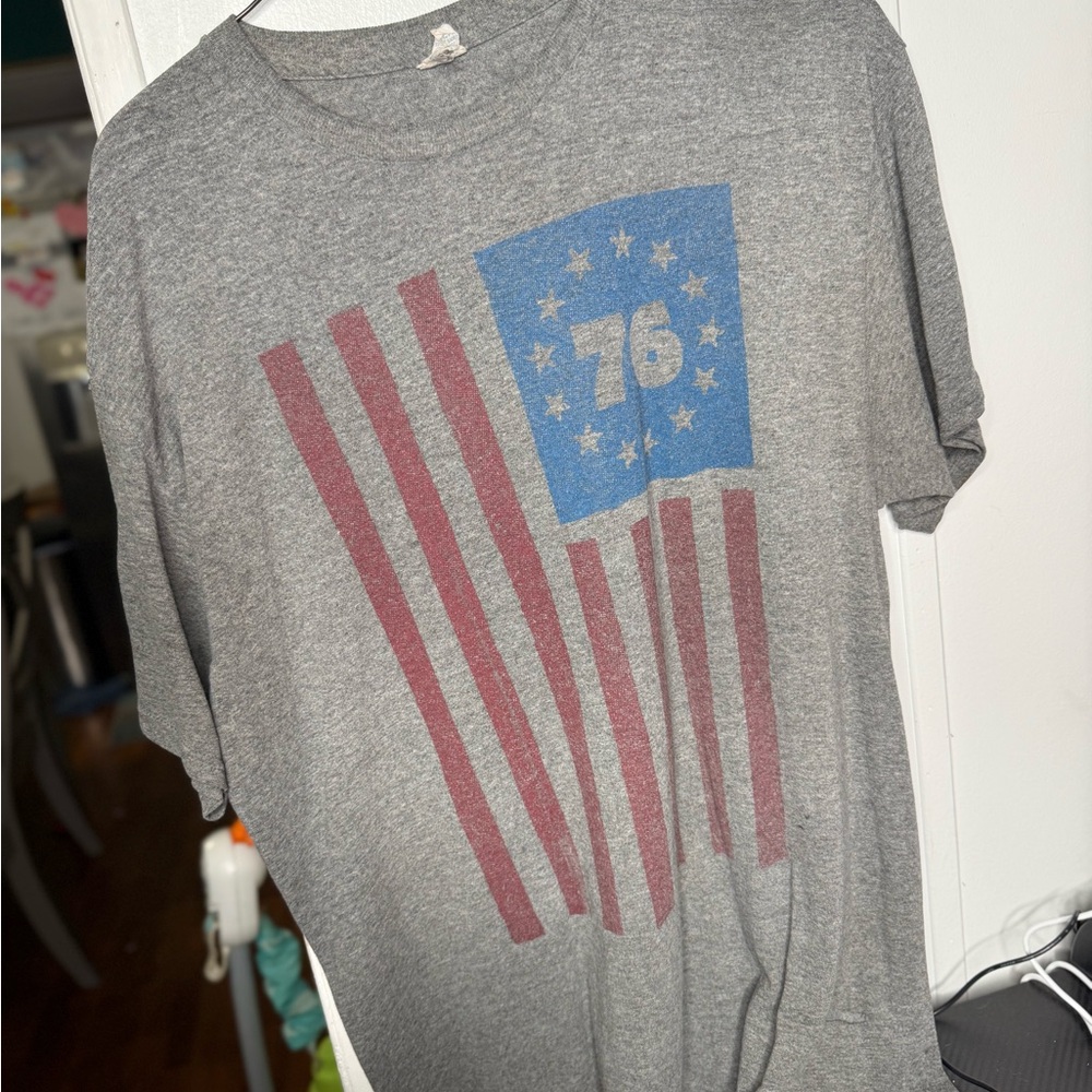 Delta Gray Tee with Patriotic Design